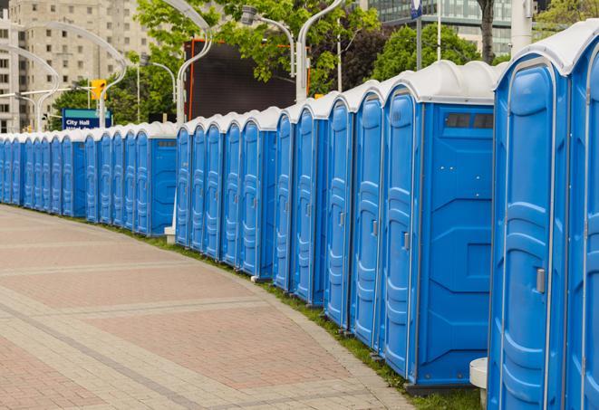 Seasonal porta potty units set up at a Sealy, Texas venue